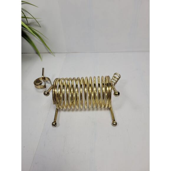 Mid Century Modern Wire Coil Letter Holder, Vintage Gold Tone Animal Desk Decor - Picture 4 of 4